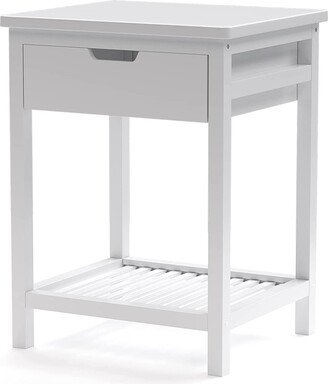 EDWINRAY Modern Nightstand with Drawer, Side Table for Bedroom, Living Room, Small Space, NightStand with Open Shelf, White