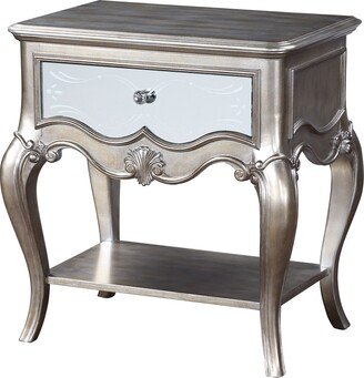 RASOO Rustic Gray & Weathered White Finish Wood Nightstand with Full Extension Drawer Glide