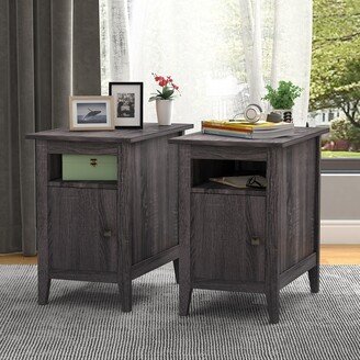 Calnod Cement Gray + P2 Particle Board + Simple and Compact Nightstand + Bedroom Living Room + Ample Storage