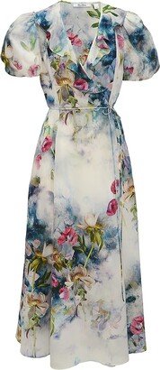 Layla Silk-Blend Floral Midi-Dress