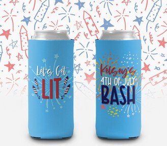 Fourth Of July Can Coolies | 4Th Bash Coolers Let's Get Lit Personalized Slim Or Regular