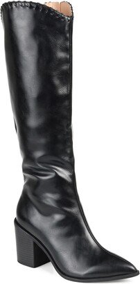 Daria Whipstitch Tall Vegan Leather Western Boot - Extra Wide Calf