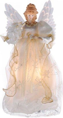 14-Inch Fiber Optic Ivory and Gold Animated Angel Treetop