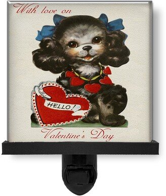 Valentine's Day Retro Cute Poodle Dog Vintage Style Love Glass Photo Night Light, Decorative Lights