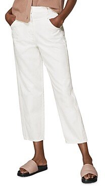 Seam Detail Straight Jeans in White