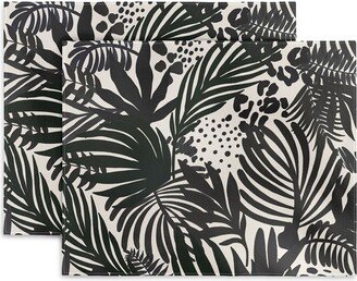 Marta Barragan Camarasa Wild abstract jungle on black Set of 4 Placemats