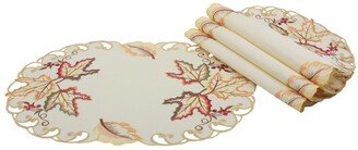 Moisson Leaf Embroidered Cutwork Fall Placemats - Set of 4