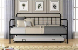 Metal Frame Daybed with trundle in Black