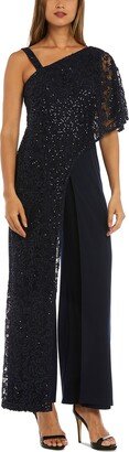 Womens Lace Overlay Sequined Jumpsuit