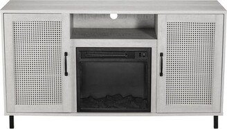 54 Transitional Electric Fireplace Saw Cut TV Stand for TVs up to 60 Off White