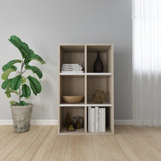 Book Cabinet/Sideboard White and Sonoma Oak 26x11.8x38.5 Engineered Wood