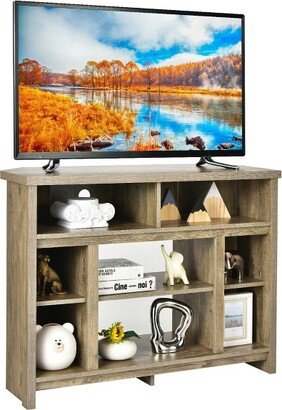 Corner TV Stand Entertainment Console Center W/Adjustable Shelves Natural