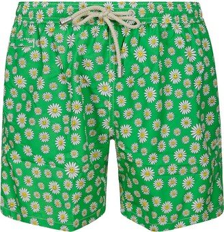 All-Over Patterned Drawstring Swim Shorts