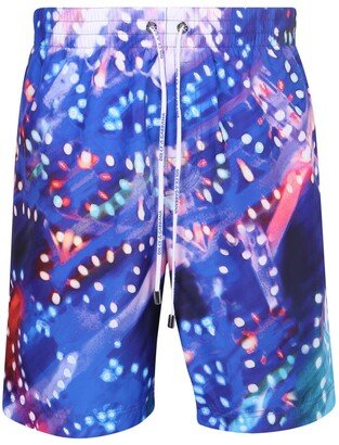 Graphic Print Drawstring Swimming Shorts-AA