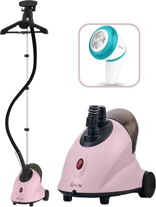 Garment Steamer With 3Pc Decalcifier Packets And Rechargeable Lint Remover Set