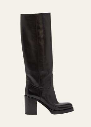 Leather Heeled Knee Boots