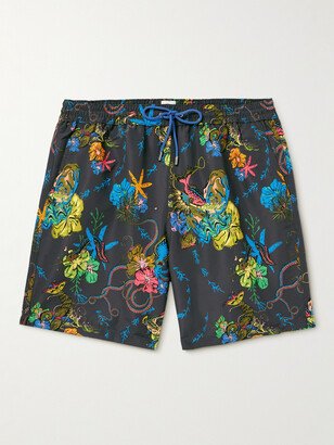 Kraken Straight-Leg Mid-Length Printed Recycled Swim Shorts