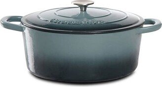 Crock-Pot 109470.02 7 Quart Durable Oval Enamel Cast Iron Covered Dutch Oven Slow Cooker, Gray