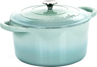 Crock-Pot Artisan 2 Piece 7 Quarts Enameled Cast Iron Dutch Oven in Aqua Blue