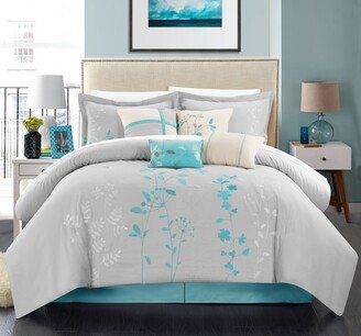 Fortuno Turquoise Embroidered 12-piece Bed in a Bag