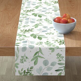 Table Runners: Watercolor Leaves - Green Table Runner, 72X16, Green