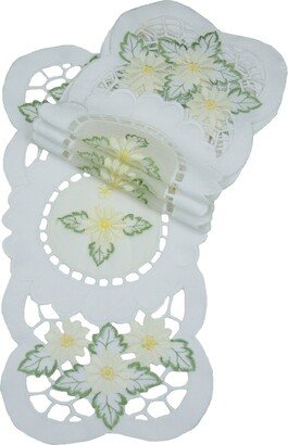 Elegant Daisy Embroidered Cutwork Tray Cloth Runner - Set of 4, 8