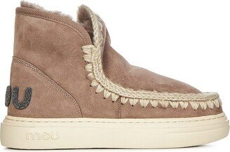 Eskimo Whipstitch-Trim Round-Toe Ankle Boots