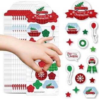 Big Dot of Happiness Merry Little Christmas Tree - Red Truck and Car Christmas Party Favor Kids Stickers - 16 Sheets - 256 Stickers