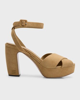 Suede Crisscross Platform Sandals