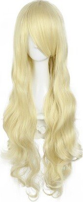 Unique Bargains Curly Wig Wigs for Women 31 Gold Tone with Wig Cap Synthetic Fibre