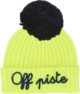 Kid Cashmere Blended Yellow Fluo Hat Off Piste Embroidery