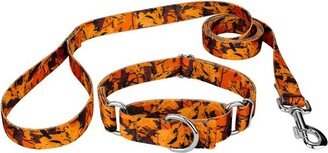 Country Brook Petz Orange Sunset Camo Martingale Dog Collar and Leash (1/2 Inch, Mini)