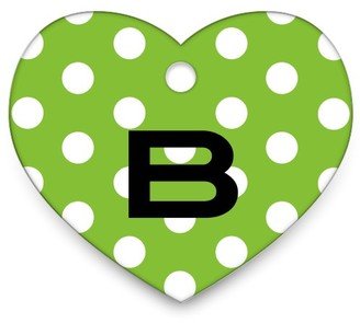 Pet Tags: Polka Dots Heart Pet Tag, Green