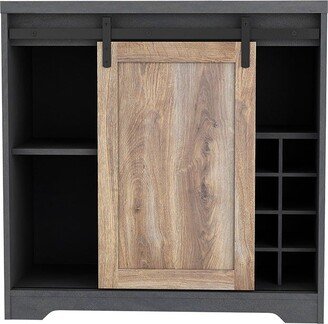 31 Inch Black Farmhouse Style Cabinet with Sliding Barn Door