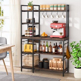 Kitchen Bakers Rack with Storage and Hutch, 5-Tier Kitchen Organizer Shelf Rack