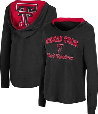 Women's Black Texas Tech Red Raiders Catalina Hoodie Long Sleeve T-Shirt