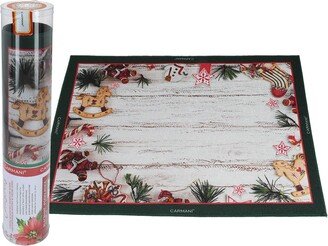 Carmani Cr-219-8935 -Inch Polyester Dinnerware Placemat With Christmas Ornaments in Gift Box, For Dining