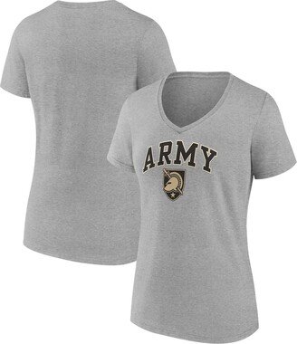 Women's Branded Heather Gray Army Black Knights Evergreen Campus V-Neck T-shirt