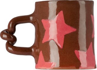 Harlie Brown Studio SSENSE Exclusive Pink & Brown Stars Delight Wiggle Mug