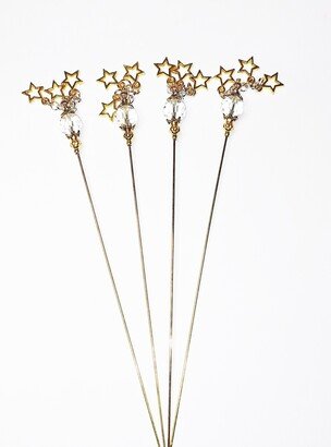 Cascades Of Gold Stars Martini Picks, Cocktail Appetizer Holiday Skewers, Hostess Gifts, Wine Bar Apox97.4-AA