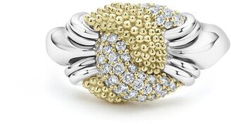 Small Caviar Diamond Knot Ring