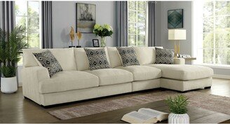 Kintra Contemporary Beige Chenille Padded Large L-Shaped Sectional