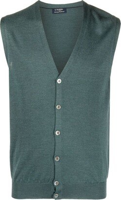 Button-Up Virgin Wool Knitted Vest-AA
