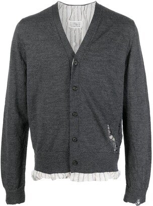 Distressed-Finish Wool Cardigan