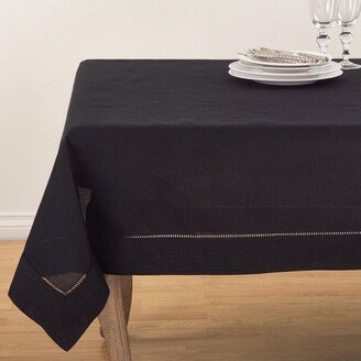 Saro Lifestyle Tablecloth With Hemstitch Border Design, 60x60, Black