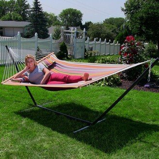 Sunnydaze Decor Sunnydaze Quilted Double Spreader Bar Hammock Bed with 15' Stand - Canyon Sunset - Hammock & 15-Foot Stand