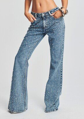 Moore Mid Rise Flare Crystal Embellished Jean