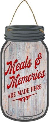 Meals & Memories Gray Novelty Metal Mason Jar Sign