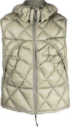 Diamond-Quilted Hooded Gilet