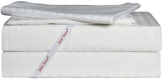 Just Linen Home Fashions 400 TC 100pct Egyptian Cotton Sateen Solid White Striped Sheet Set